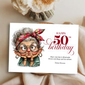 Chic humorous 50th woman card happy birthday einladung