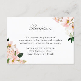 Chic Hydrangea Blush Pink Floral Hochzeitsempfang Begleitkarte