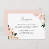 Chic Hydrangea Blush Pink Floral Hochzeitsempfang Begleitkarte (Vorne/Hinten)