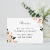 Chic Hydrangea Blush Pink Floral Hochzeitsempfang Begleitkarte (Stehend Vorderseite)
