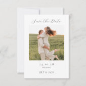 Chic Hydrangea Script Foto Save the Date Card (Vorderseite)