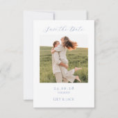 Chic Hydrangea Script Foto Save the Date Card (Vorderseite)
