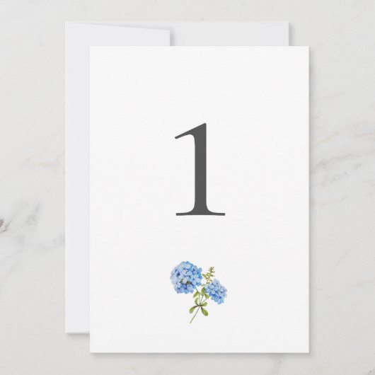 Chic Hydrangea Tischnummer Hochzeitkarte (Vorderseite)