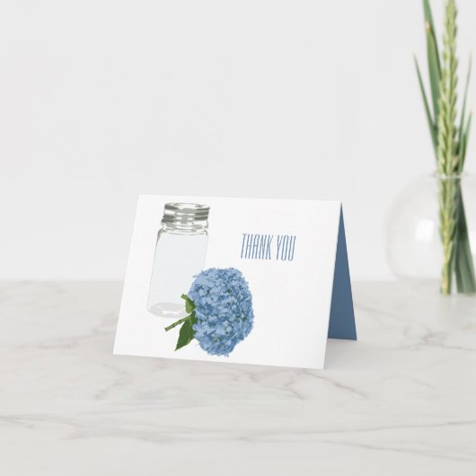 Chic Hydrangea und Mason Jar Danke, Note Card Dankeskarte (Vorderseite)