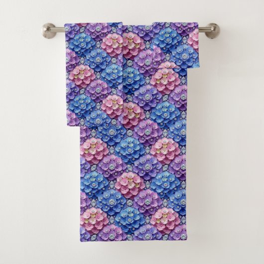 Chic Hydrangeas und Diamanten Handtuch-Set Badhandtuch Set (Insitu)
