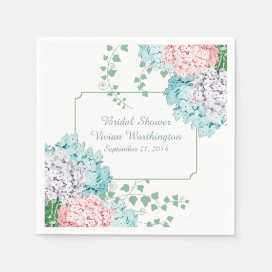 Chic Hydrangeas und Ivy Brautparty Napkins Serviette (Vorderseite)
