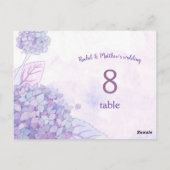 Chic Hydrangeas Wedding Tischnummer Card (Rückseite)