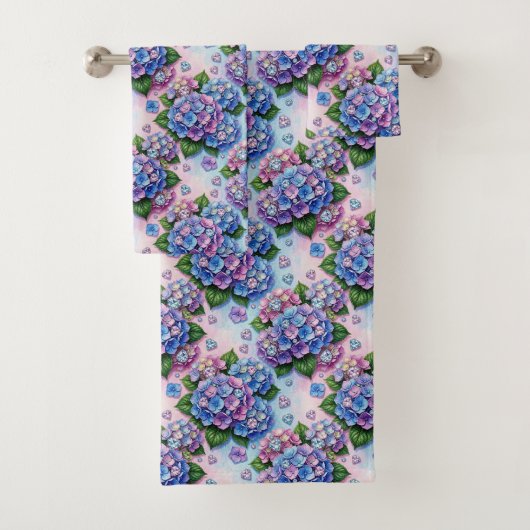 Chic Hydrangeen und Diamanten Handtuch-Set Badhandtuch Set (Insitu)