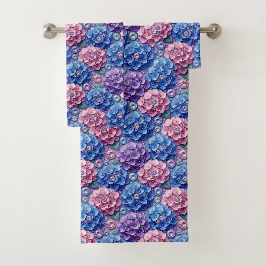 Chic Hydrangeen und Diamanten Handtuch-Set Badhandtuch Set (Insitu)