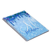 Chic ice blue ombre Glitzer Tropfen Monogramm Note Notizblock (Rechte Seite)