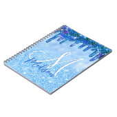 Chic ice blue ombre Glitzer Tropfen Monogramm Note Notizblock (Linke Seite)