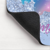 Chic ice blue unicoron Glitzer stars monogram Mousepad (Ecke)