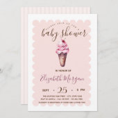 Chic Ice Creme Stripe Baby Dusche Einladung (Vorne/Hinten)