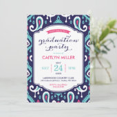 Chic Ikat Paisley Graduation Party Einladung (Stehend Vorderseite)