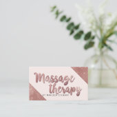 Chic-Imitat-Rosen-GoldGlitzer-Massage-Therapeut Visitenkarte (Stehend Vorderseite)