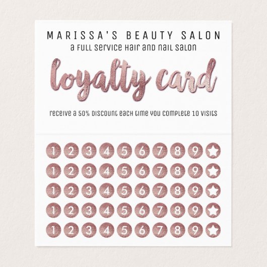 Chic-Imitat-Rosen-GoldGlitzersequins-Loyalität Visitenkarten (Innenseite Aufgefaltet)