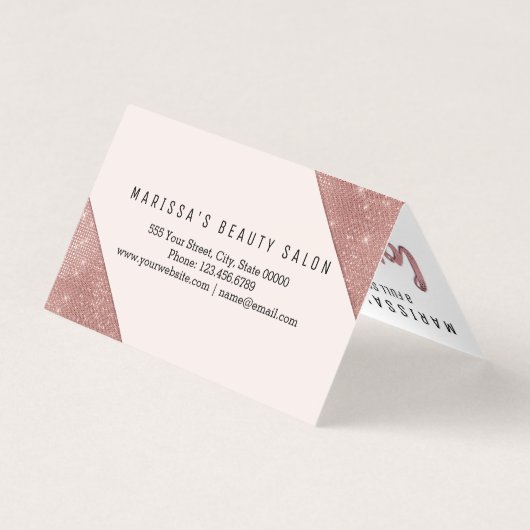 Chic-Imitat-Rosen-GoldGlitzersequins-Loyalität Visitenkarten (Rückseite)