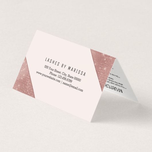 Chic-Imitat-Rosen-GoldGlitzersequins-Peitschen Visitenkarten (Rückseite)