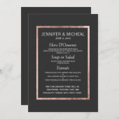 Chic-Imitat-Rosen-Goldhochzeits-Menü Menükarte (Vorne/Hinten)