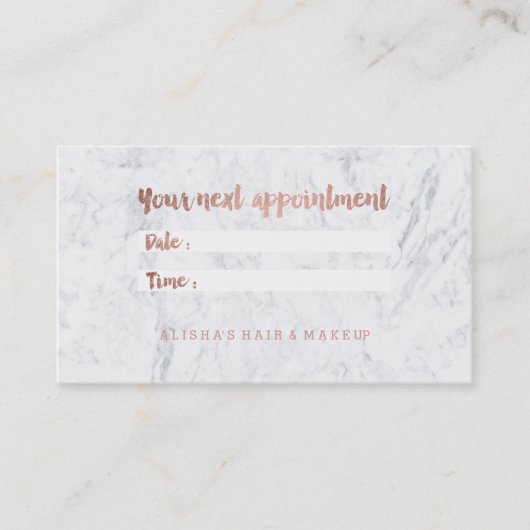 Chic-Imitat-Rosengoldtypographie-Marmorverabredung Terminkarte (Vorderseite)