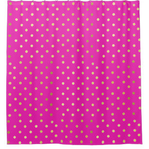 Chic Imitate Foil Leaf Gold Dots Hot Pink Duschvorhang