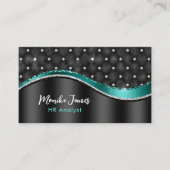 Chic Imitate gebürstetes Aquamarines Monogramm aus Terminkarte (Vorderseite)