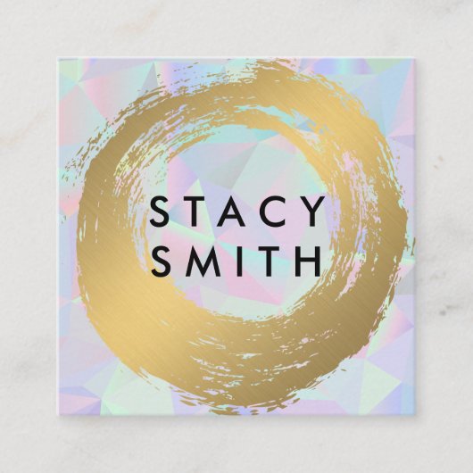Chic Imitate Gold Brushed | Geometrischer Hintergr Quadratische Visitenkarte (Vorderseite)