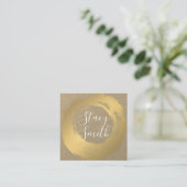 Chic Imitate Gold Brushed Glamour Quadratische Visitenkarte (Stehend Vorderseite)