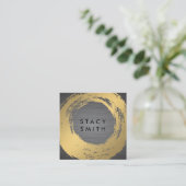 Chic Imitate Gold Brushed | Metall gebürstet Quadratische Visitenkarte (Stehend Vorderseite)