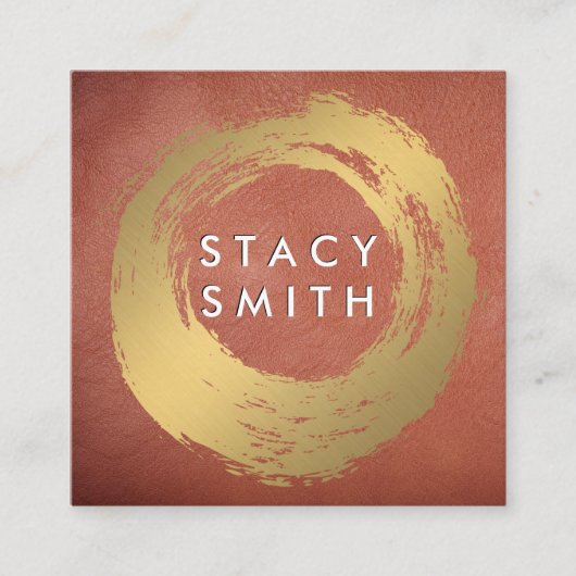 Chic Imitate Gold Brushed Red Leather Quadratische Visitenkarte (Vorderseite)