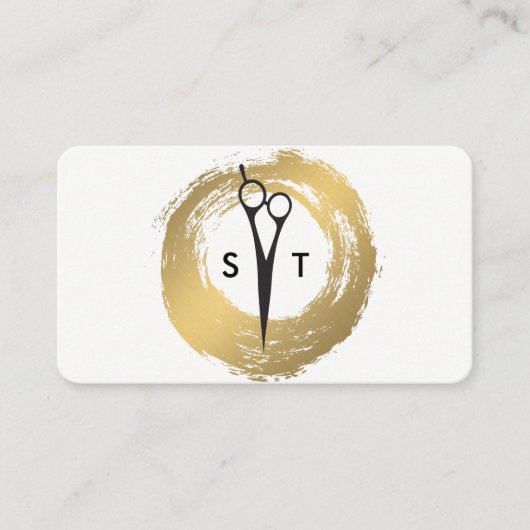Chic Imitate Gold Brushed Salon Stylist Monogram Visitenkarte (Vorderseite)