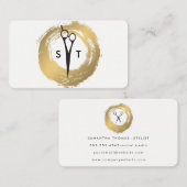 Chic Imitate Gold Brushed Salon Stylist Monogram Visitenkarte (Vorne/Hinten)