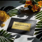 Chic Imitate Gold Foil Black Leather Textur Visitenkarte