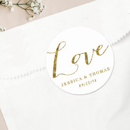 Chic Imitate Gold Foil Custom Wedding Liebe Templa Runder Aufkleber