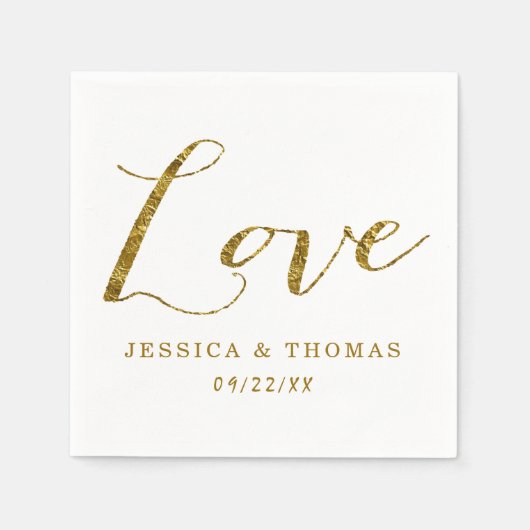 Chic Imitate Gold Foil Custom Wedding Liebe Templa Serviette (Vorderseite)