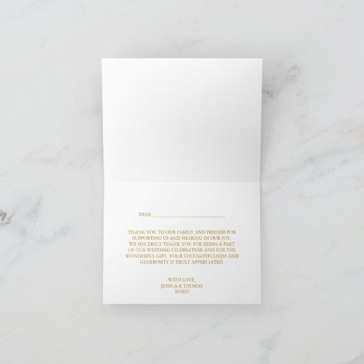 Chic Imitate Gold Foil Hochzeit Vielen Dank Templa Dankeskarte (Innenseite)