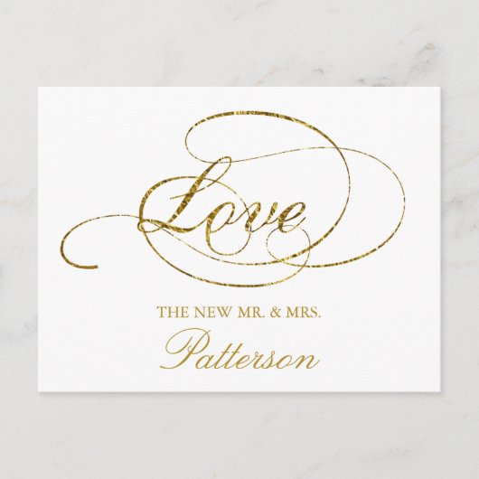 Chic Imitate Gold Foil Hochzeit Vielen Dank Templa Postkarte (Vorderseite)