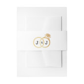 Chic Imitate Gold Foil Monogram Wedding Rings Einladungsbanderole (Vorderseite Beispiel)