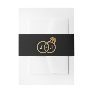 Chic Imitate Gold Foil Monogram Wedding Rings Einladungsbanderole