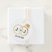 Chic Imitate Gold Foil Monogram Wedding Rings Geschenkanhänger (Beispiel)