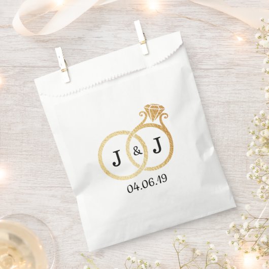 Chic Imitate Gold Foil Monogram Wedding Rings Geschenktütchen (Ausgeschnitten)
