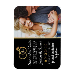Chic Imitate Gold Foil Monogram Wedding Rings Magnet