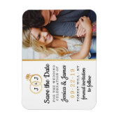 Chic Imitate Gold Foil Monogram Wedding Rings Magnet (Vertikal)
