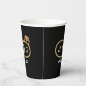 Chic Imitate Gold Foil Monogram Wedding Rings Pappbecher (Rechts)