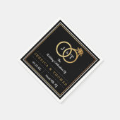 Chic Imitate Gold Foil Monogram Wedding Rings Serviette (Ecke)