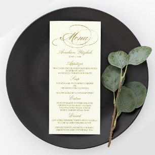 Chic Imitate Gold Foil Wedding Menu Template - Elf Menükarte
