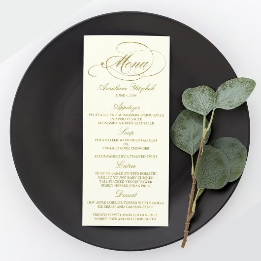 Chic Imitate Gold Foil Wedding Menu Template - Elf Menükarte