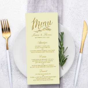 Chic Imitate Gold Foil Wedding Menu Template - Elf Menükarte