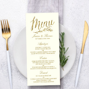 Chic Imitate Gold Foil Wedding Menu Template - Elf Werbekarte