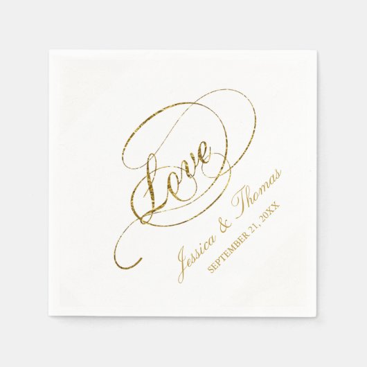 Chic Imitate Gold Foil Wedding Template Serviette (Vorderseite)